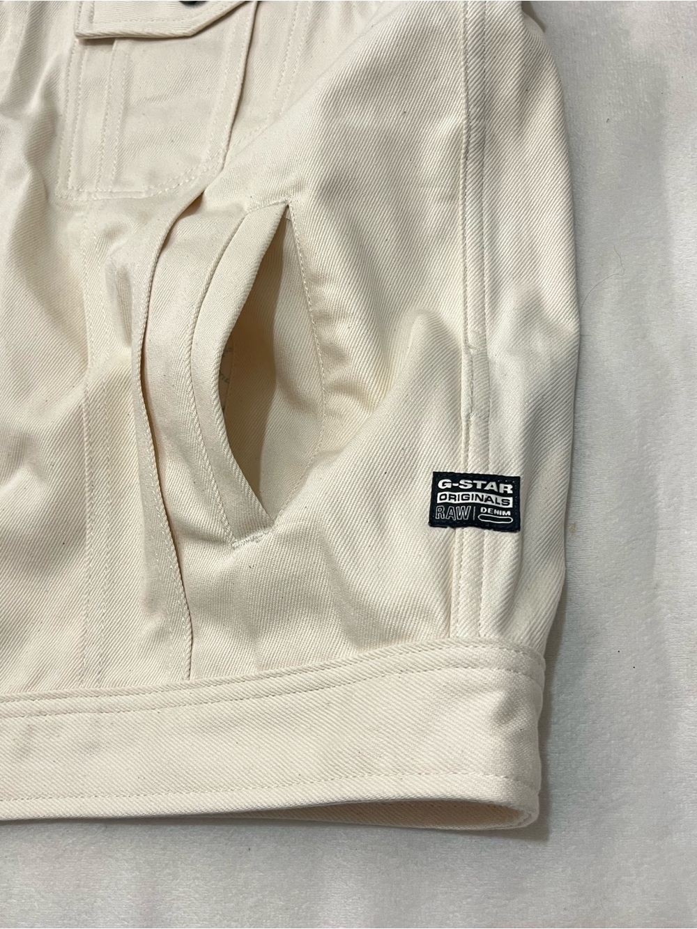 G-Star Originals Raw Denim Cream Color Sleeveless Denim Button Up Collared Vest - Picture 3 of 14